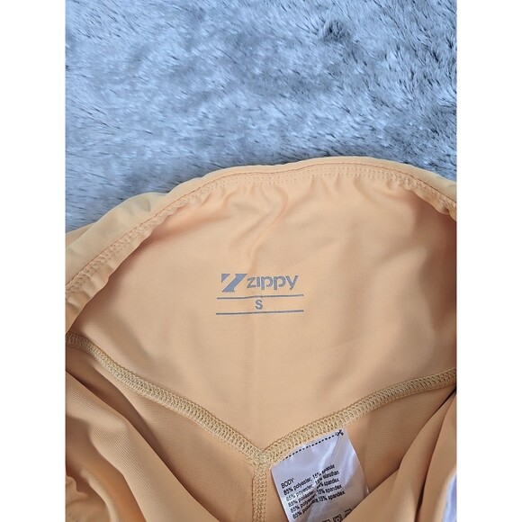 Yoga Workout Capri Pants Women Small Yellow 3 Pocket Compression Fit Knee Length - Picture 5 of 7